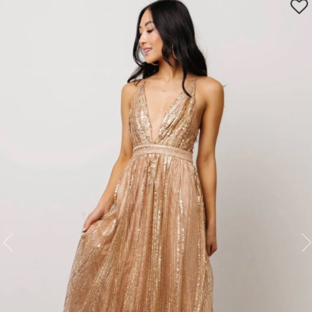 NWT Baltic Born gold sequin Anastasia gown in size 4